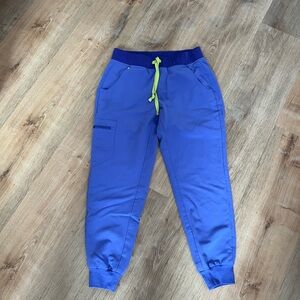 Blue Jogger Pants with Neon Drawstring